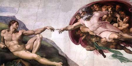 Kaplica Sykstyńska - fresk przedstawiający stworzenie Adama