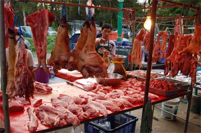 Sprzedawca mięsa w Tajlandii